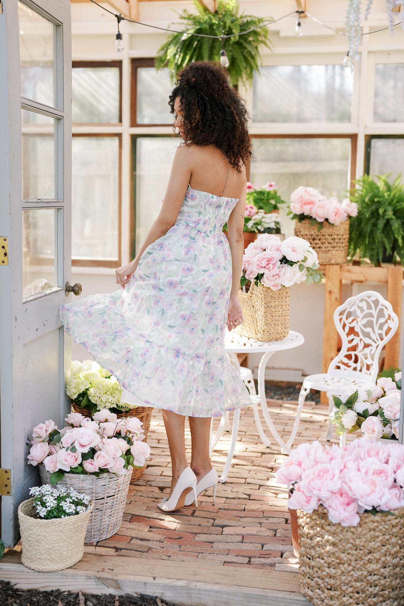 Watercolor Purple Floral Midi Dress