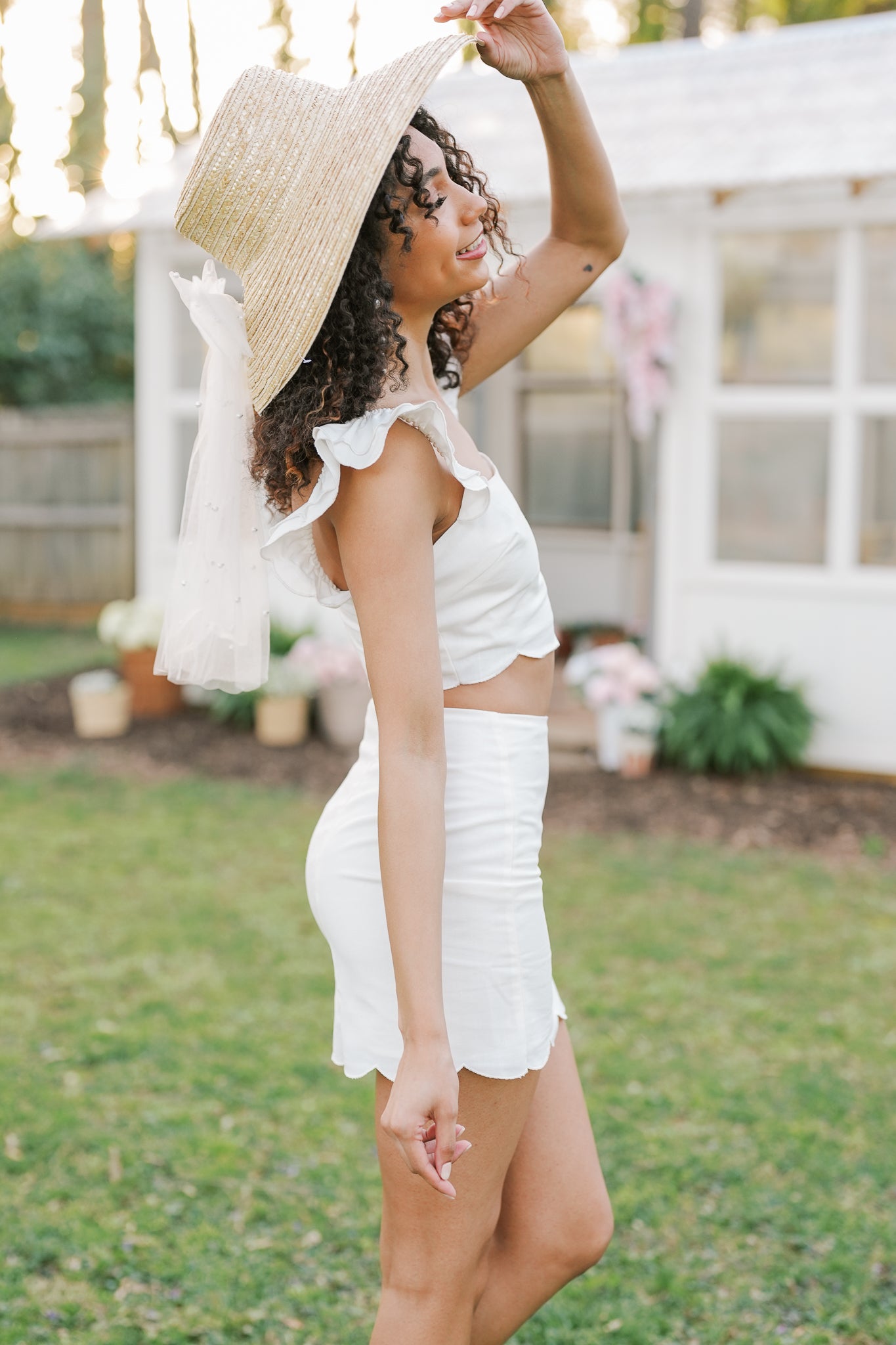 Scallop Edge Crop Top with Mini Skirt