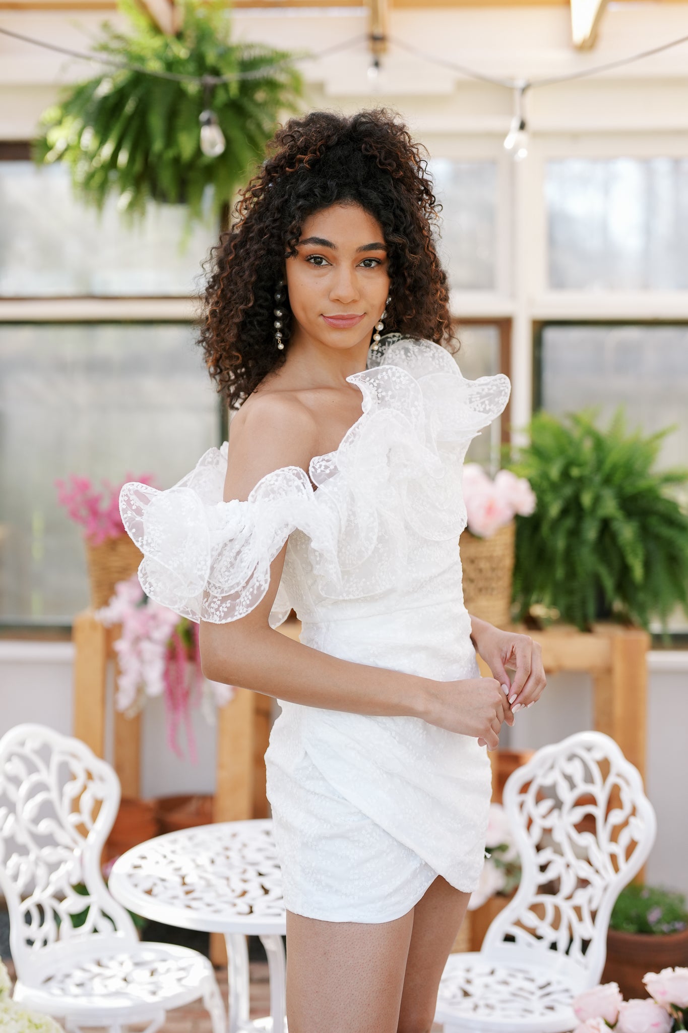 Ruffle One Shoulder Wrap Dress
