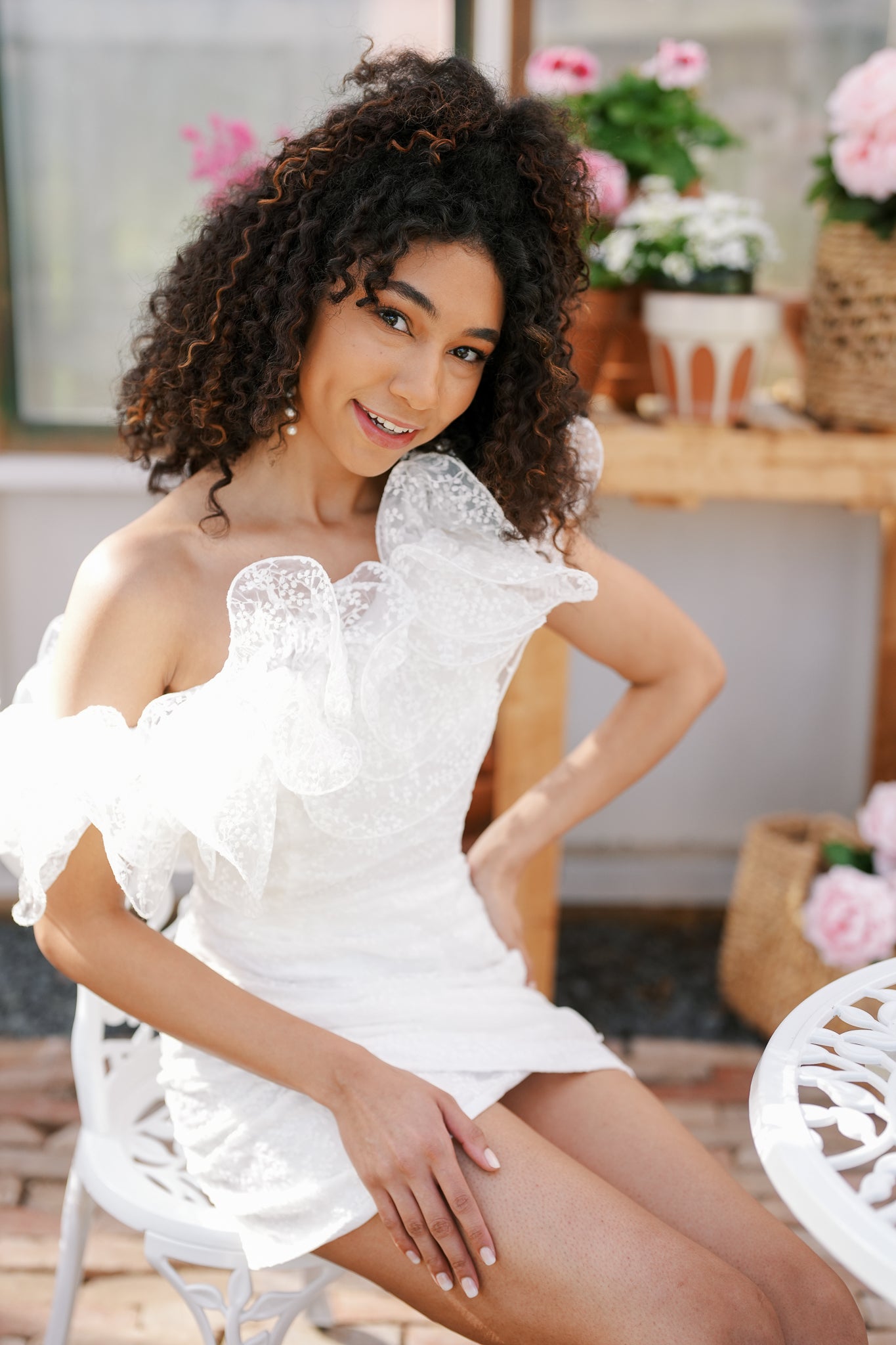 Ruffle One Shoulder Wrap Dress