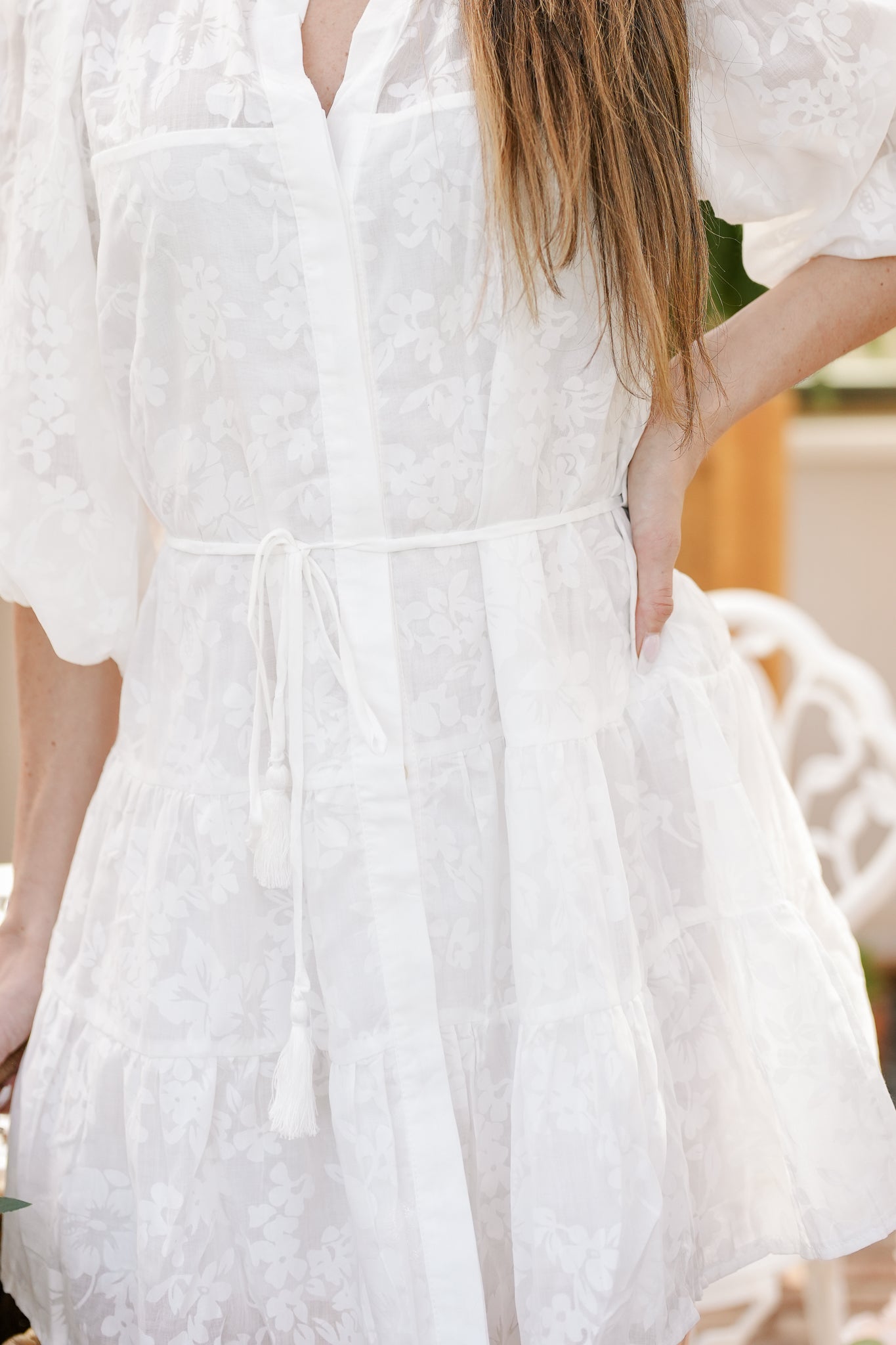 Button Down Mini Dress with Puff Sleeves