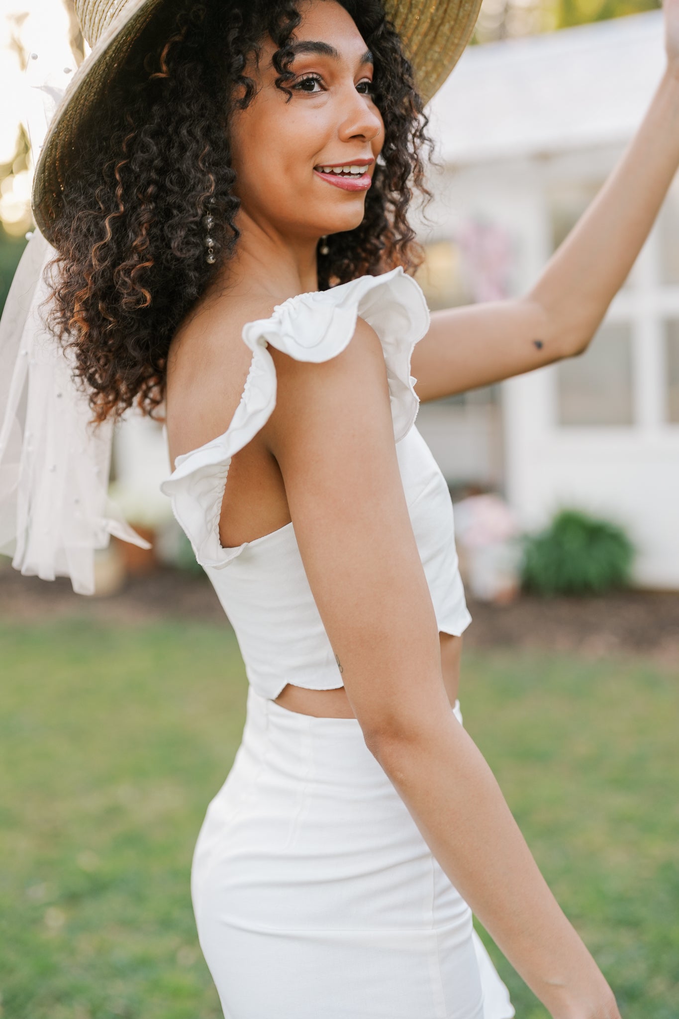 Scallop Edge Crop Top with Mini Skirt