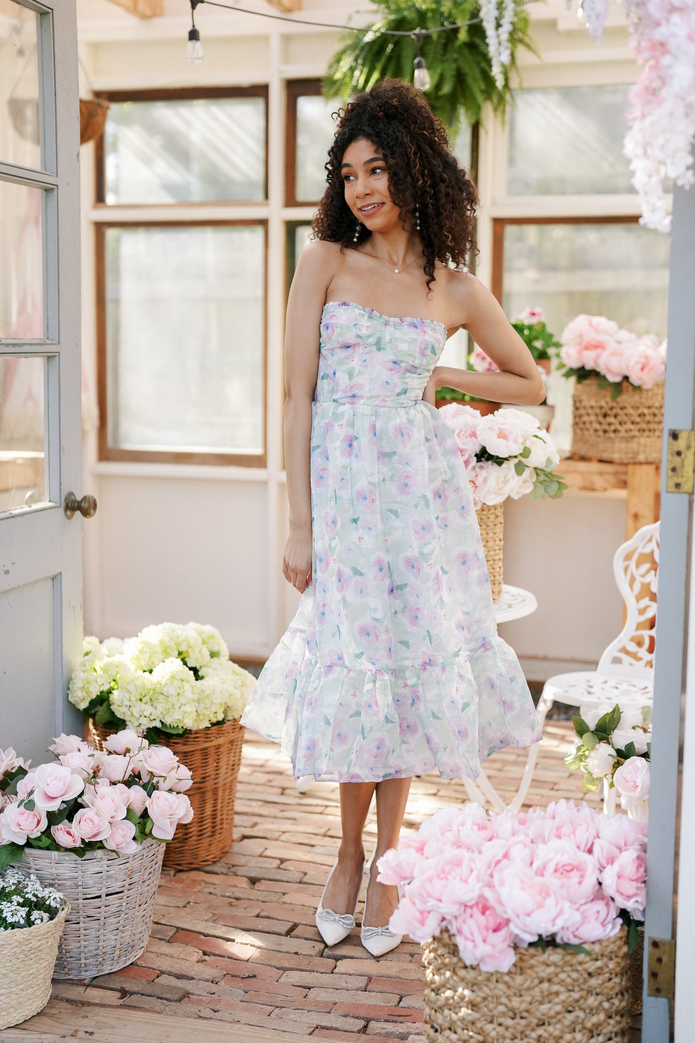 Watercolor Purple Floral Midi Dress