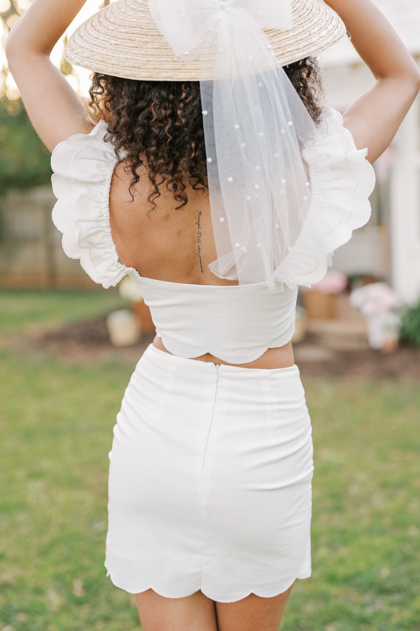 Scallop Edge Crop Top with Mini Skirt