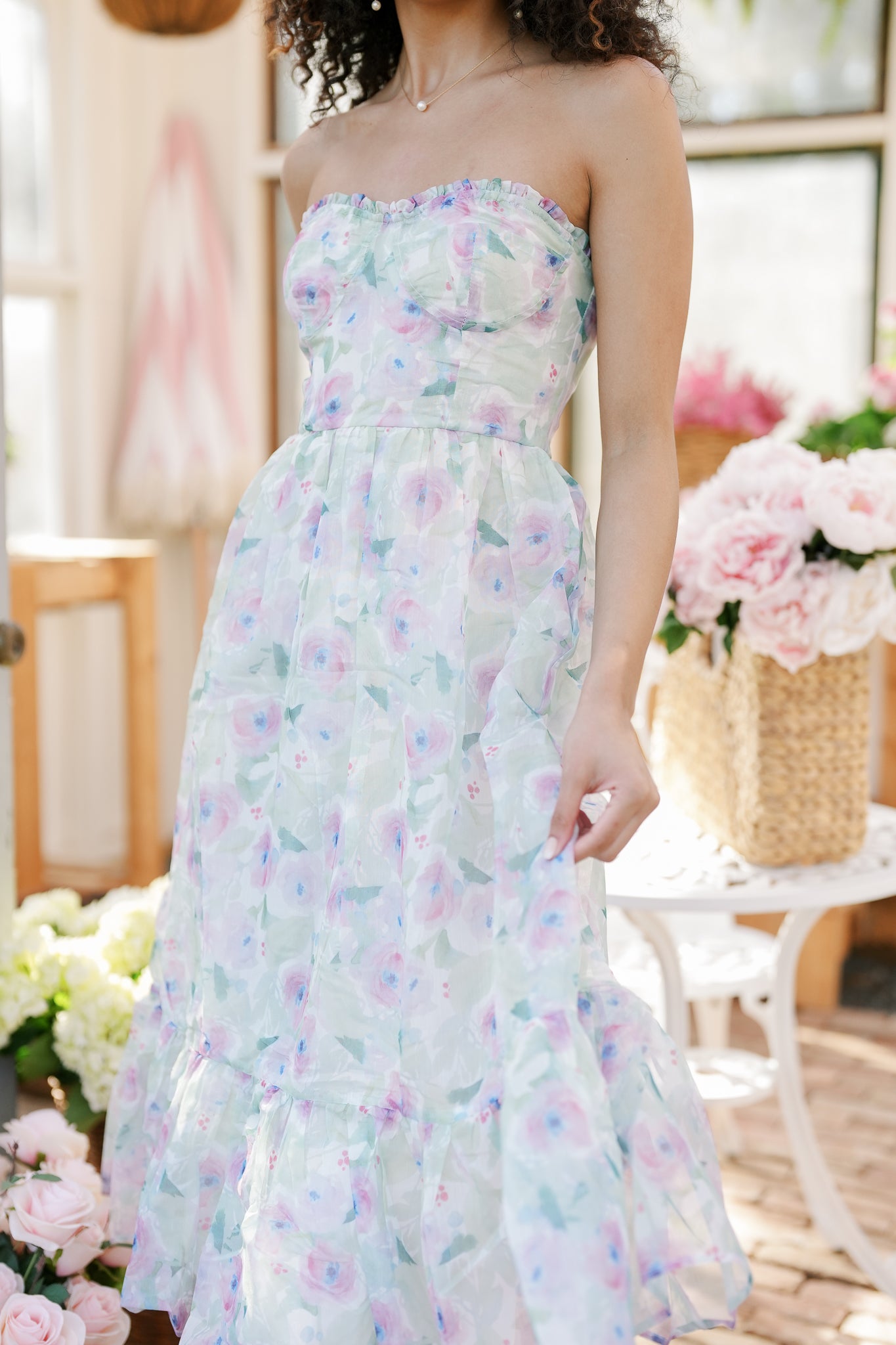 Watercolor Purple Floral Midi Dress
