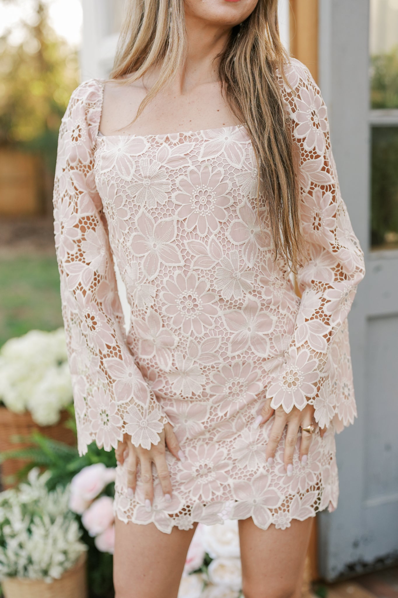 Long Sleeve Dusty Pink Mini Dress