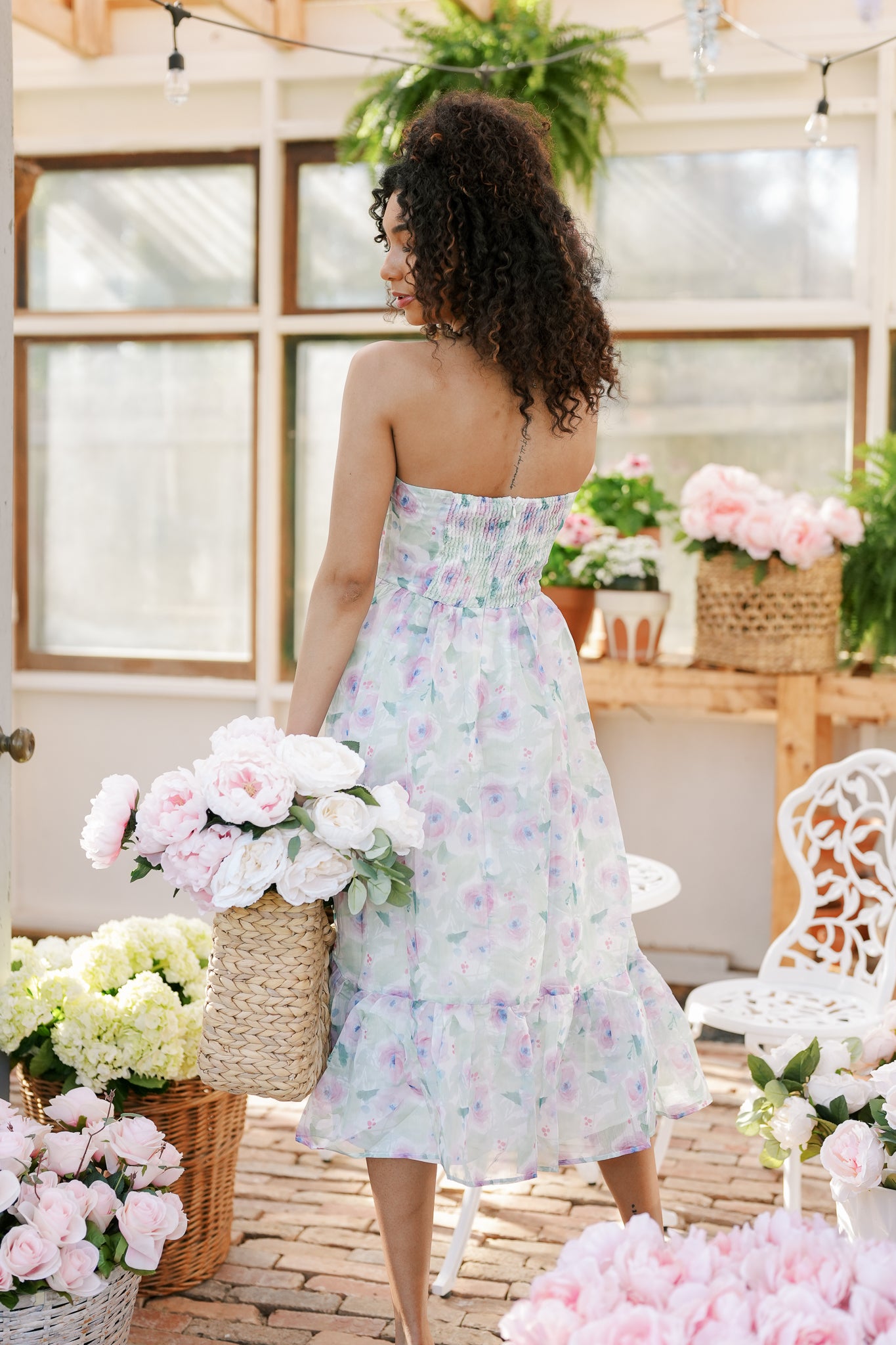Watercolor Purple Floral Midi Dress