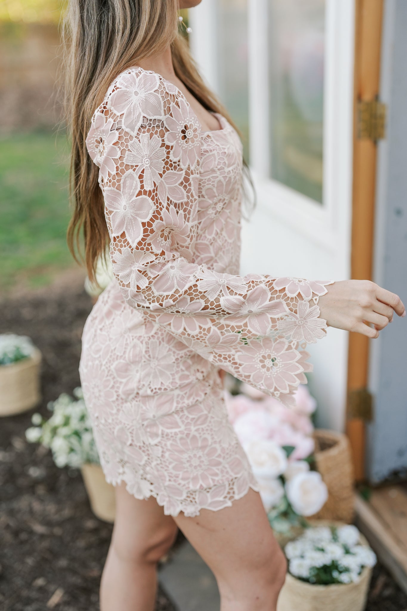 Long Sleeve Dusty Pink Mini Dress