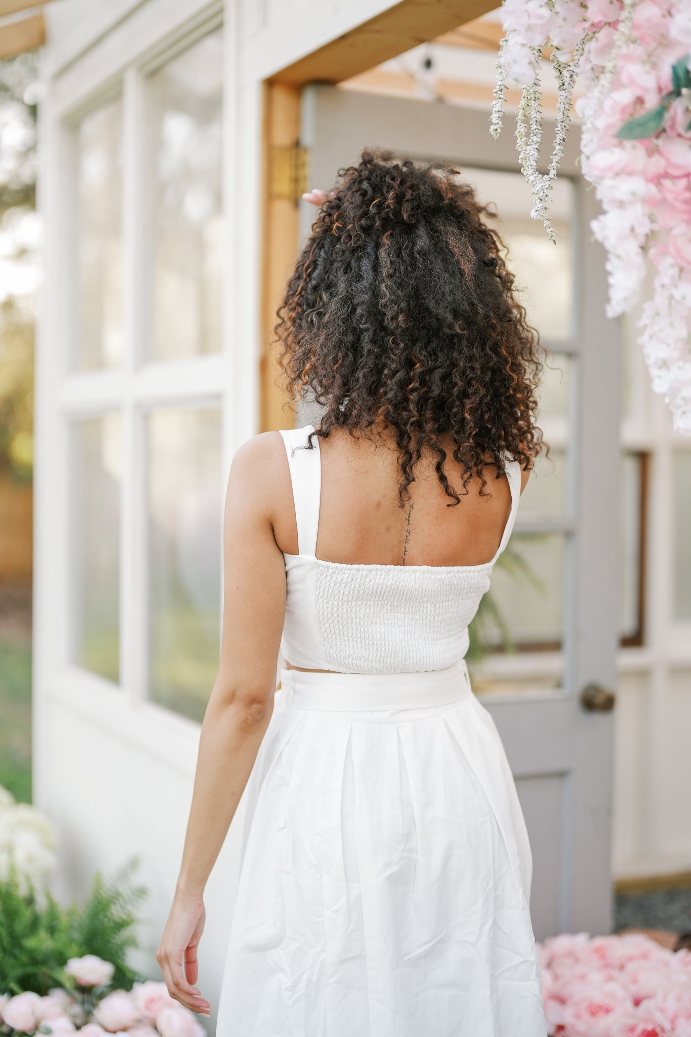 Bow Tied Cropped Top with Skirt