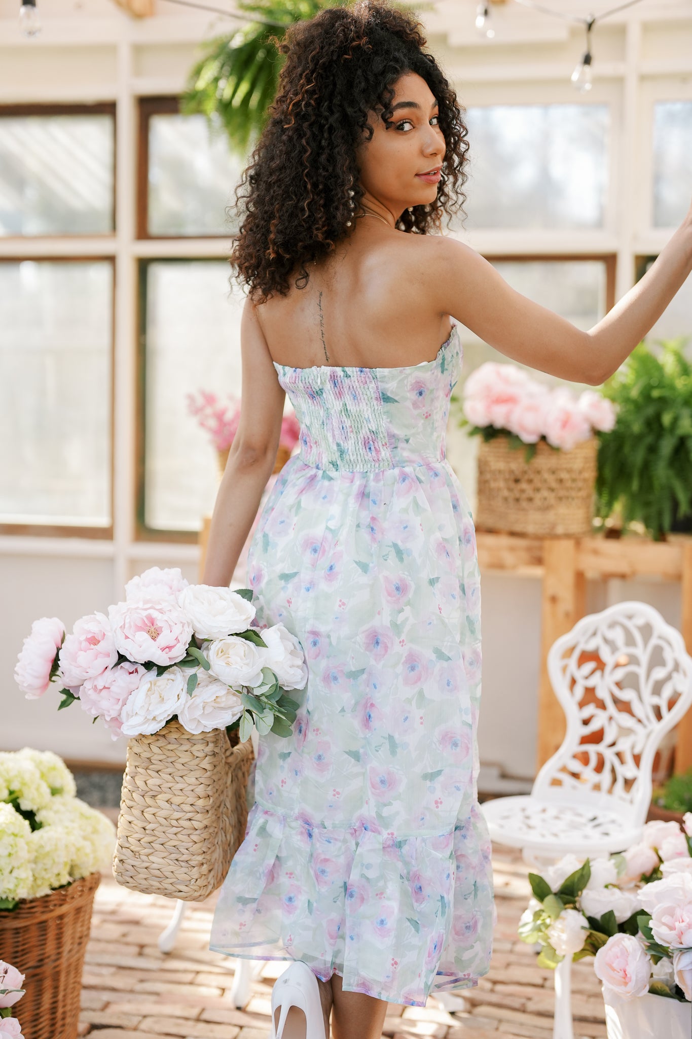 Watercolor Purple Floral Midi Dress