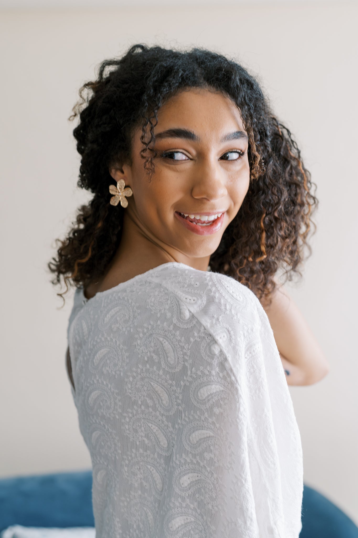 Gold Flower Stud Earrings