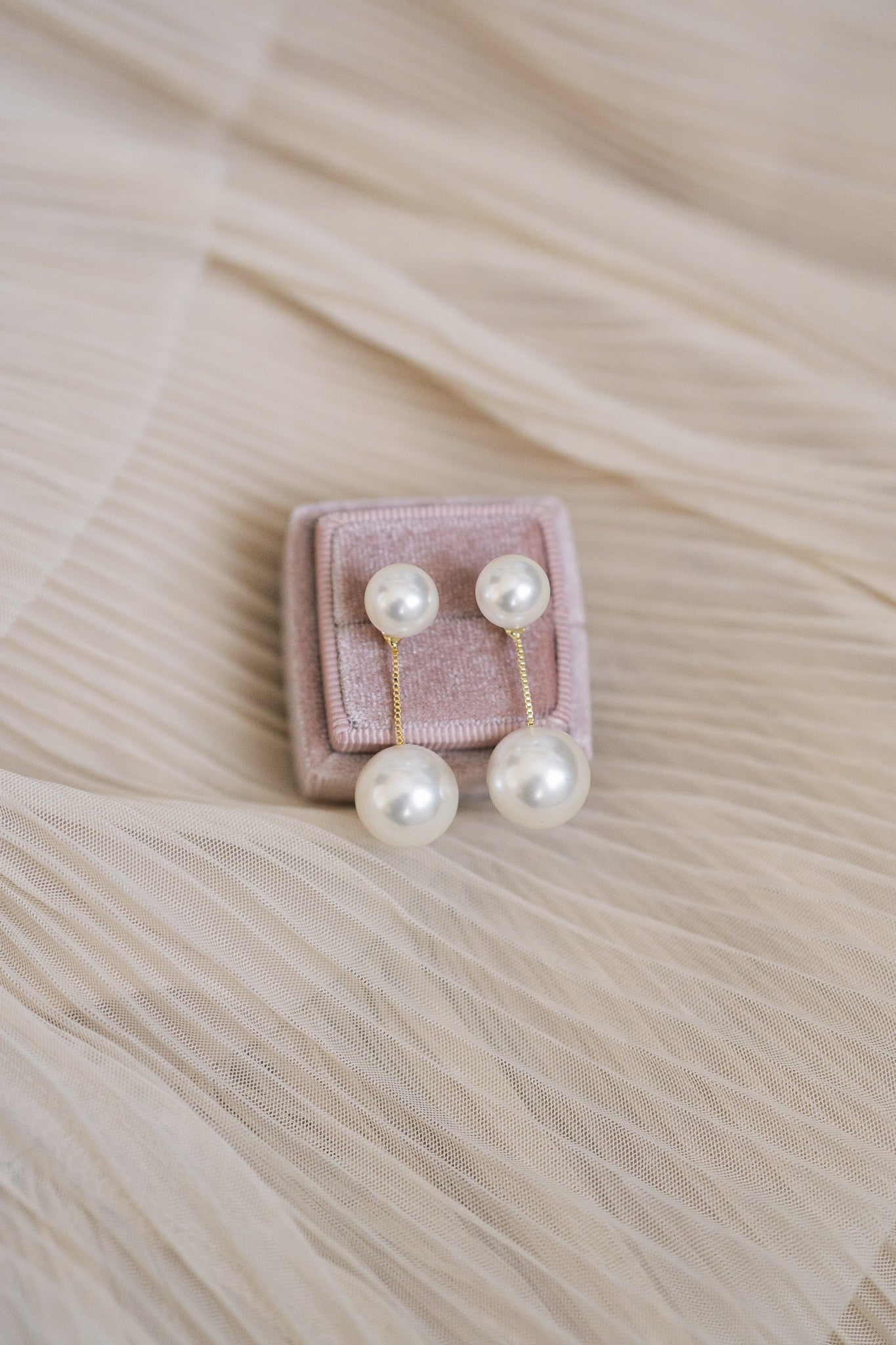 Double Pearl Drop Earrings