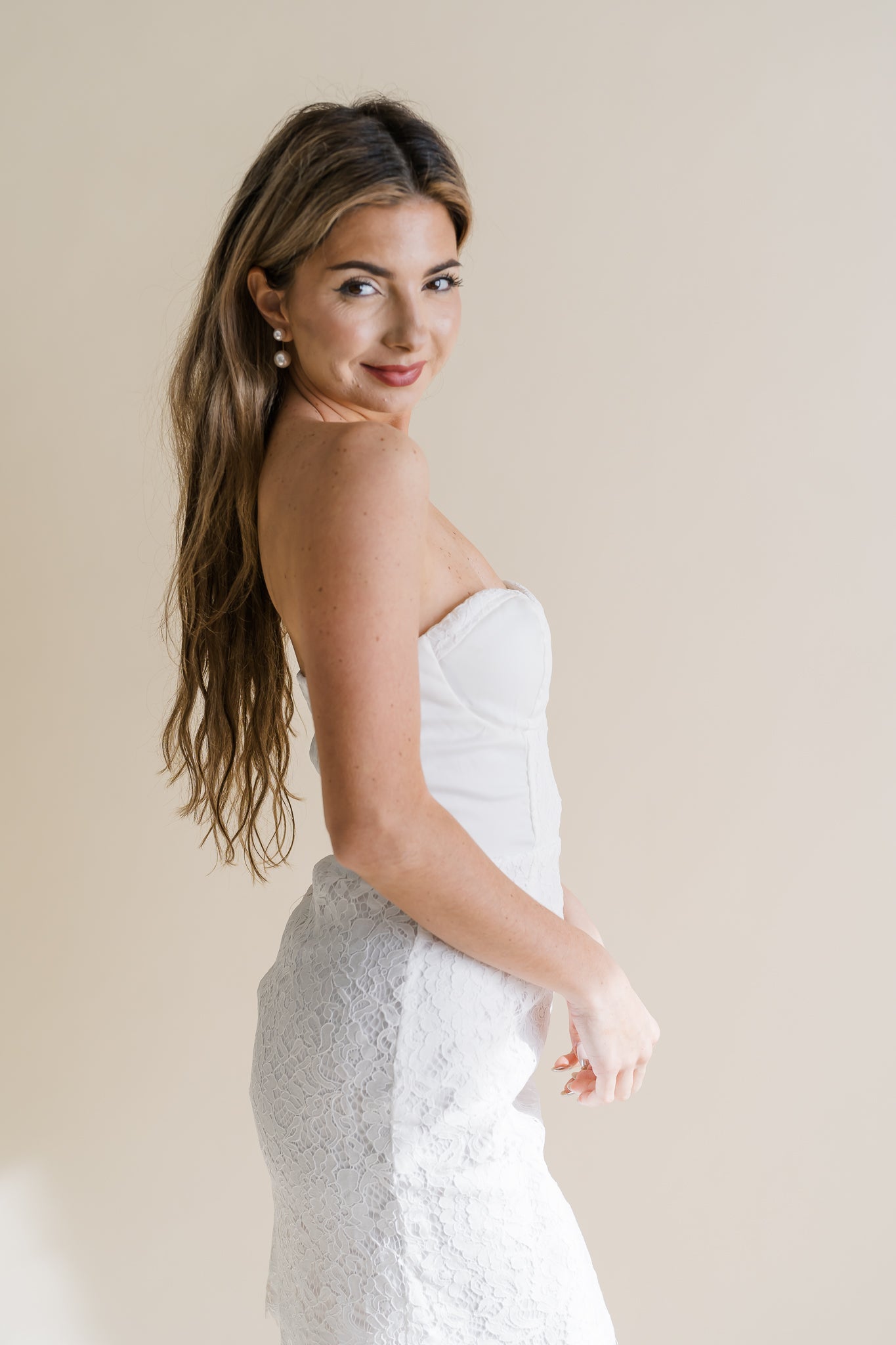 Reese strapless mini lace dress