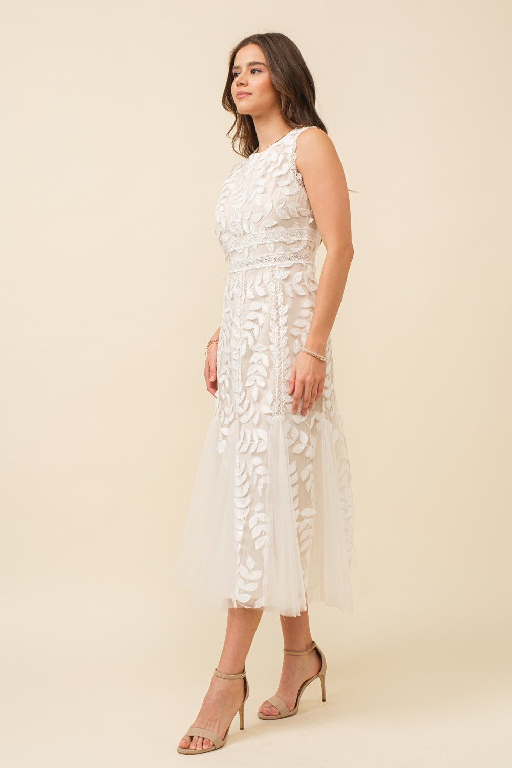 Lace Leaves Midi Dress