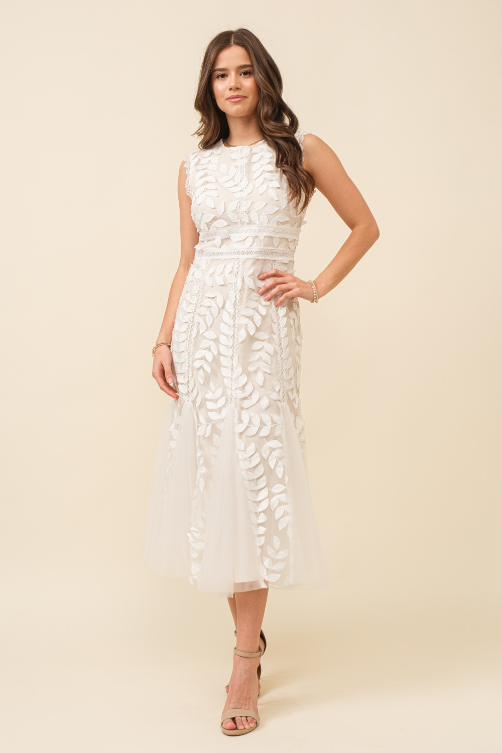 Lace Leaves Midi Dress
