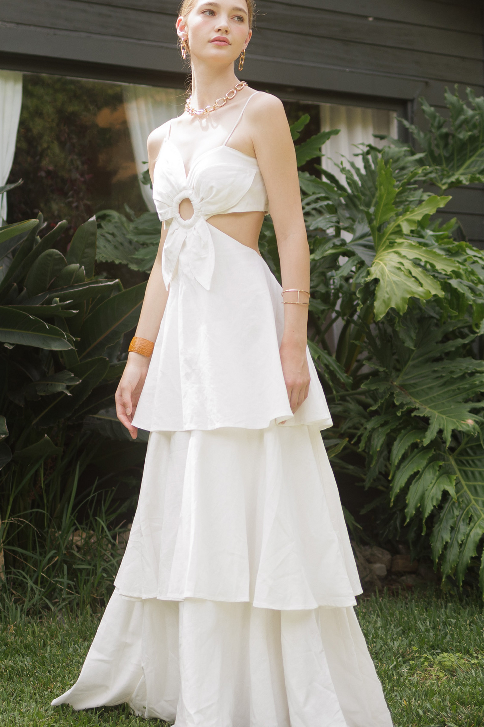 linen maxi white dress White Linen Maxi Dress with Tie Straps