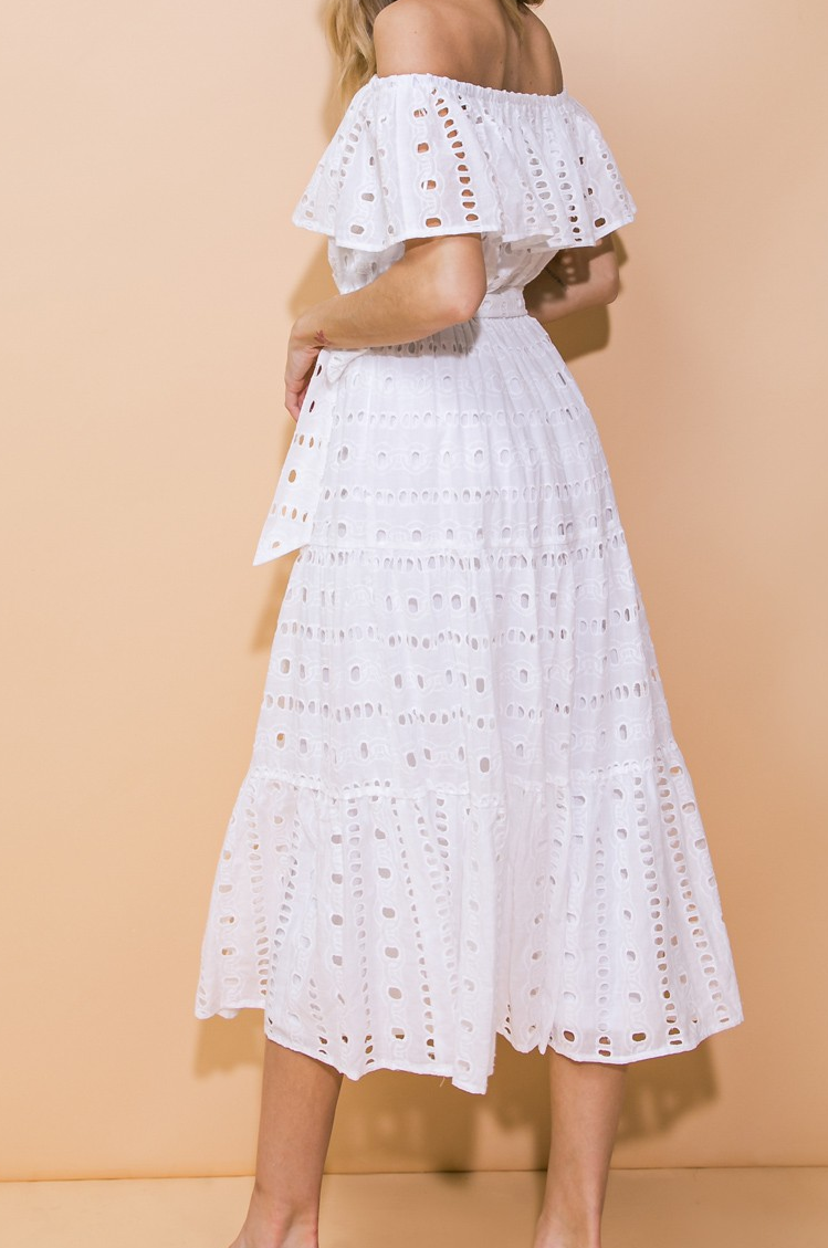 billie midi dress For Love & Lemons Billie Pointelle Midi Dress