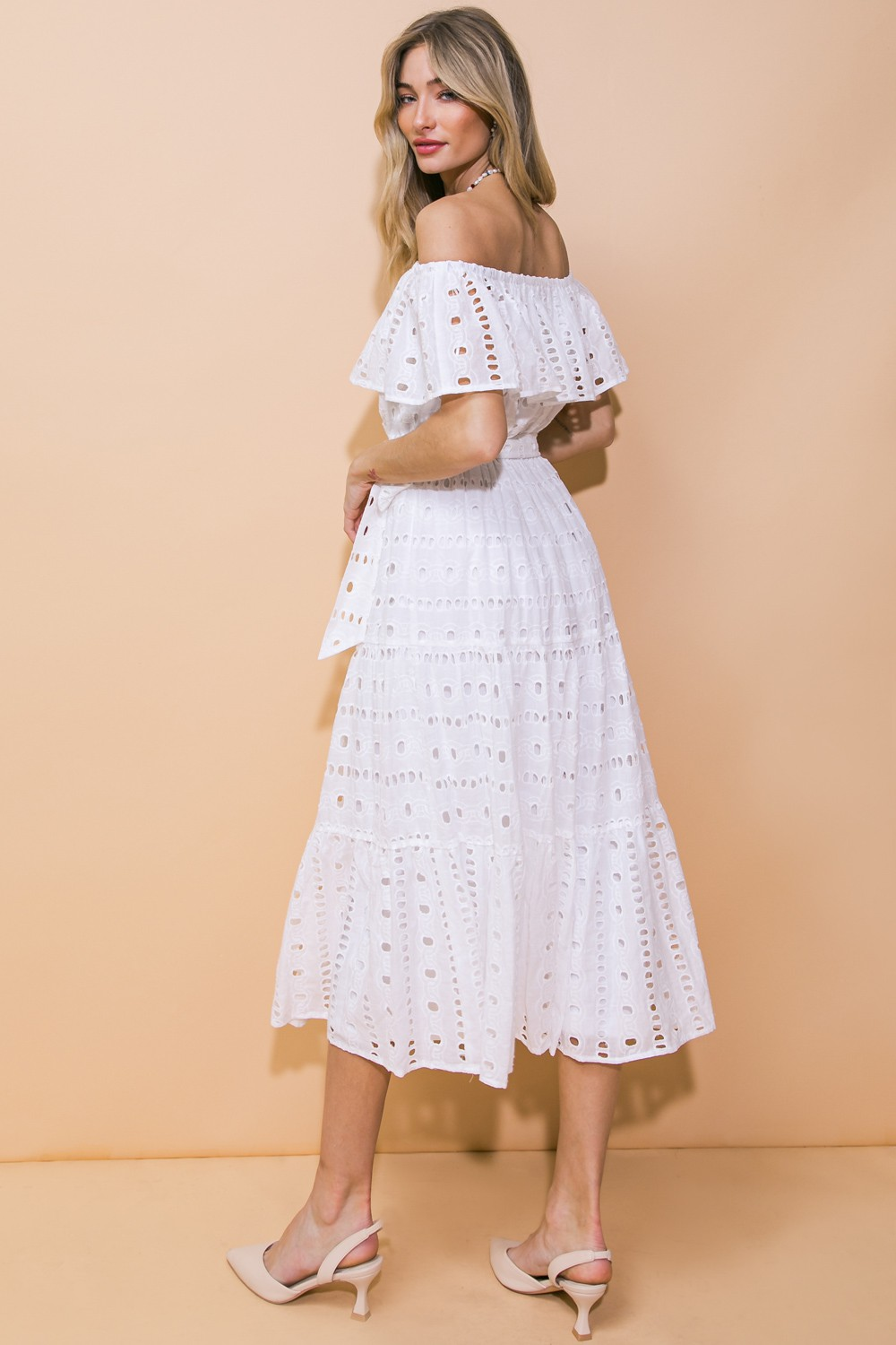 Billie Off Shoulder Cotton Midi Dress