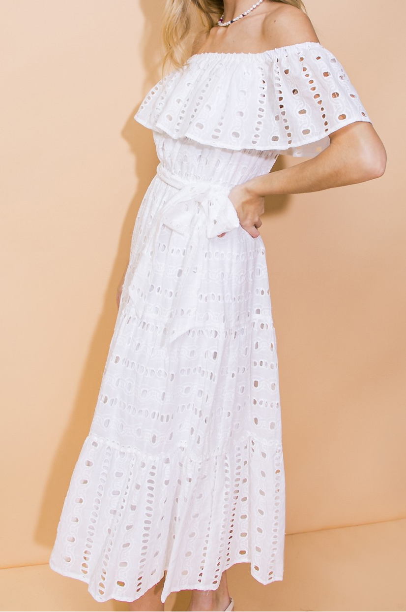 Billie Off Shoulder Cotton Midi Dress L Billie Off Shoulder Cotton Midi Dress L