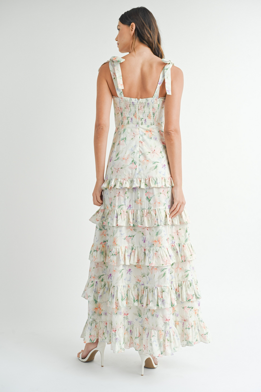 Sylvia Floral Print Bustier Maxi Dress - last one!