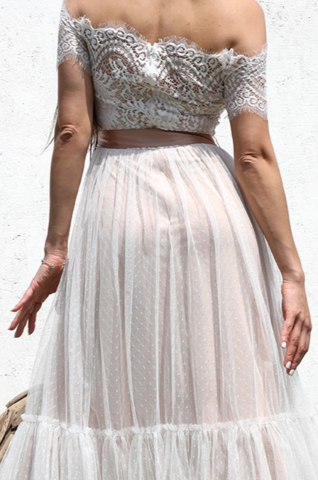 Kelly Organza Lace Midi Dress