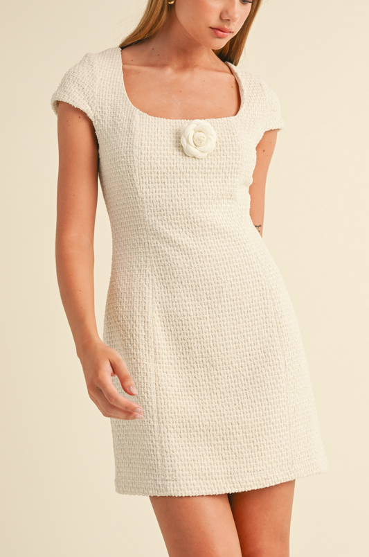 Rosette Tweed Mini Dress