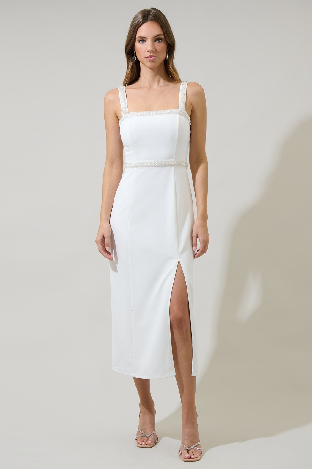 Ravena Pearl Slit Midi Dress