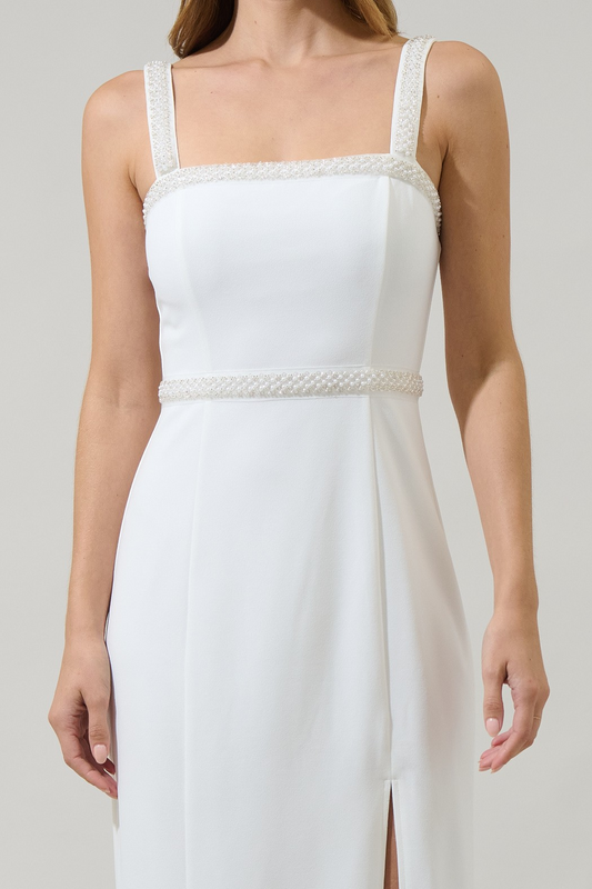 Ravena Pearl Slit Midi Dress