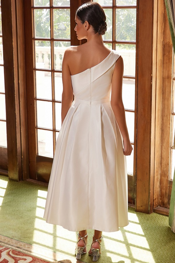 Amelia Satin Midi One Shoulder Dress