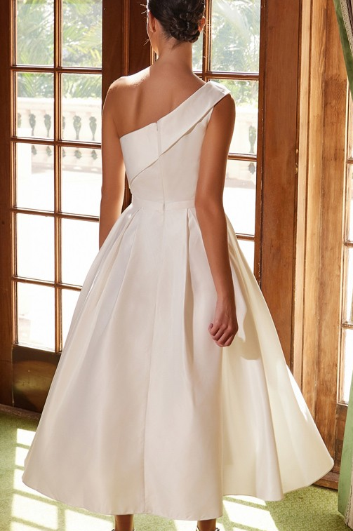 Amelia Satin Midi One Shoulder Dress