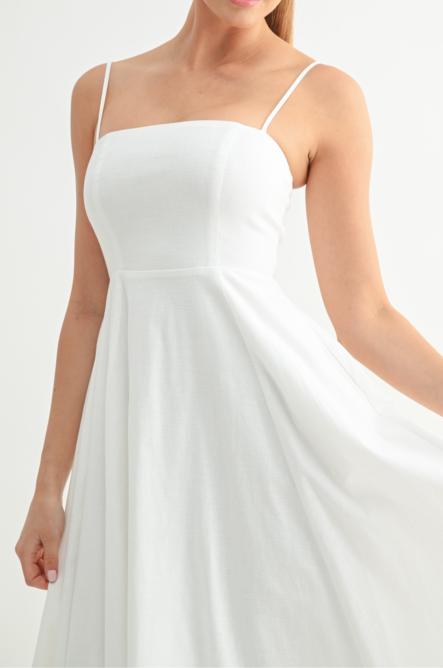 Classic Cotton Elegance A-Line Midi Dress L Classic Cotton Elegance A-Line Midi Dress L