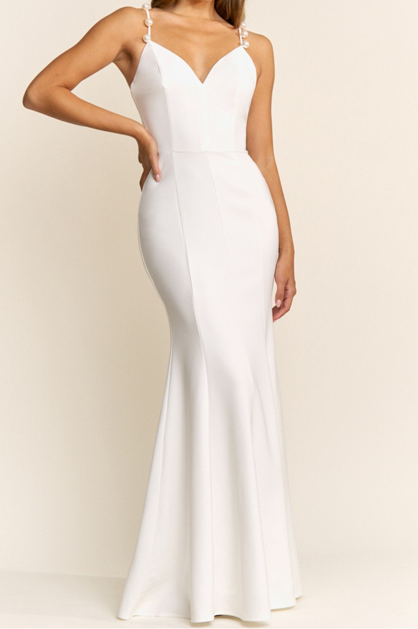 Pearl Strap Sweetheart Neck Maxi Dress M Pearl Strap Sweetheart Neck Maxi Dress M