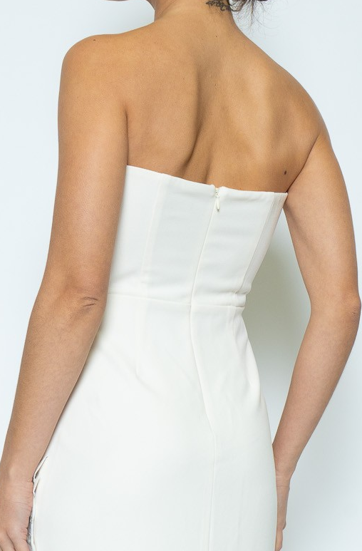 Gorgeous Embroidered Strapless Dress With Slit