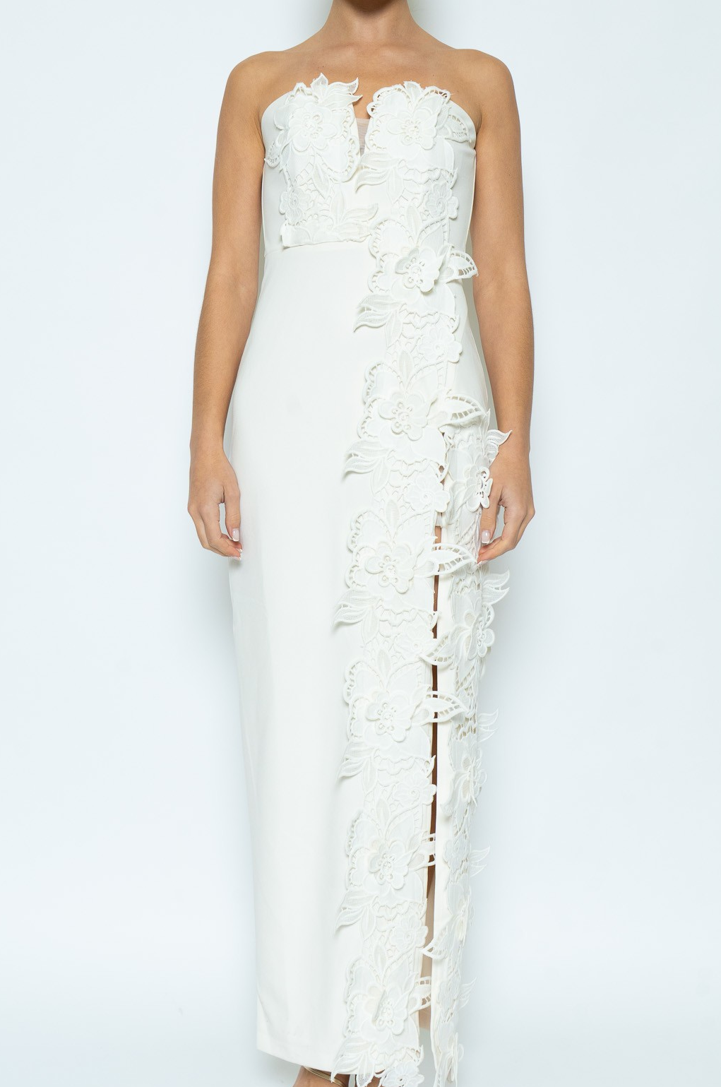 Gorgeous Embroidered Strapless Dress With Slit