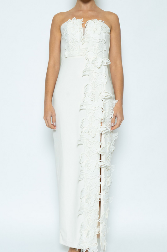 Gorgeous Embroidered Strapless Dress With Slit
