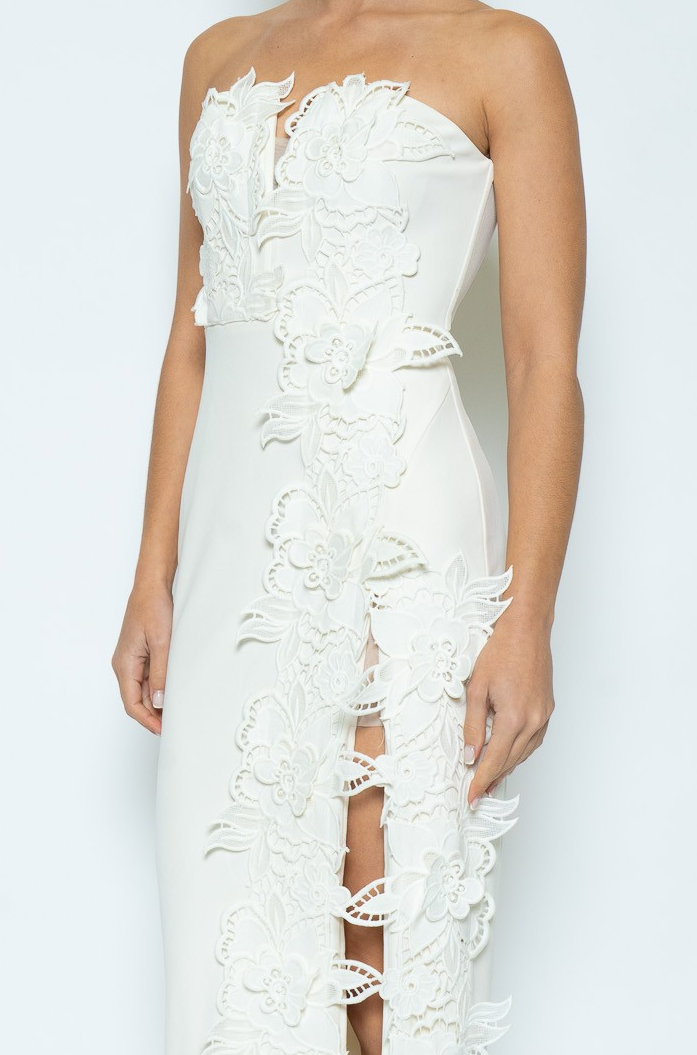 Gorgeous Embroidered Strapless Dress With Slit