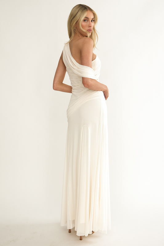 One Shoulder Wrap Maxi Dress