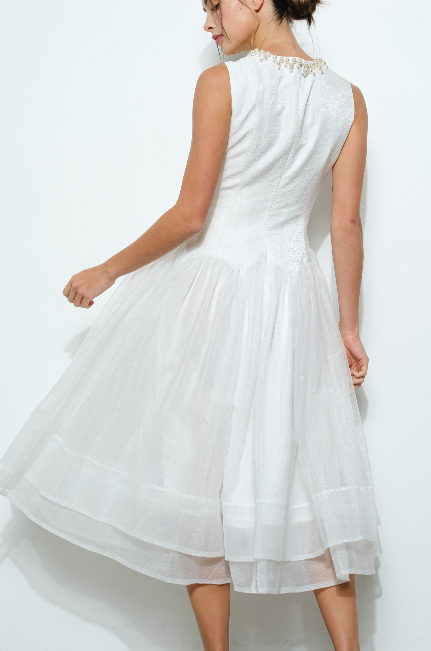 Heather Pearl Organza Midi Dress