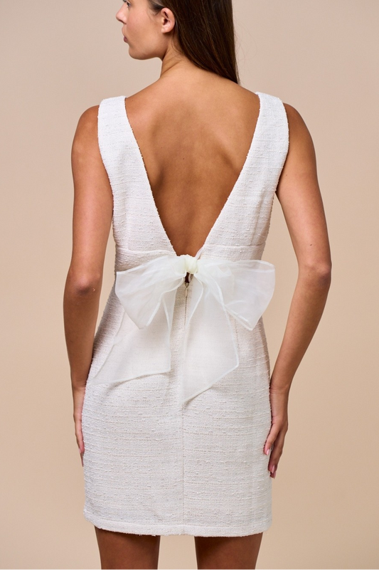Elegant Bow-Back Mini Dress