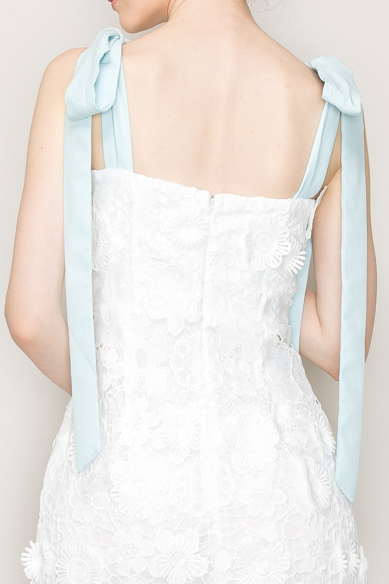 Shoulder Tie Sleeveless Floral Lace Midi Dress - Last One!