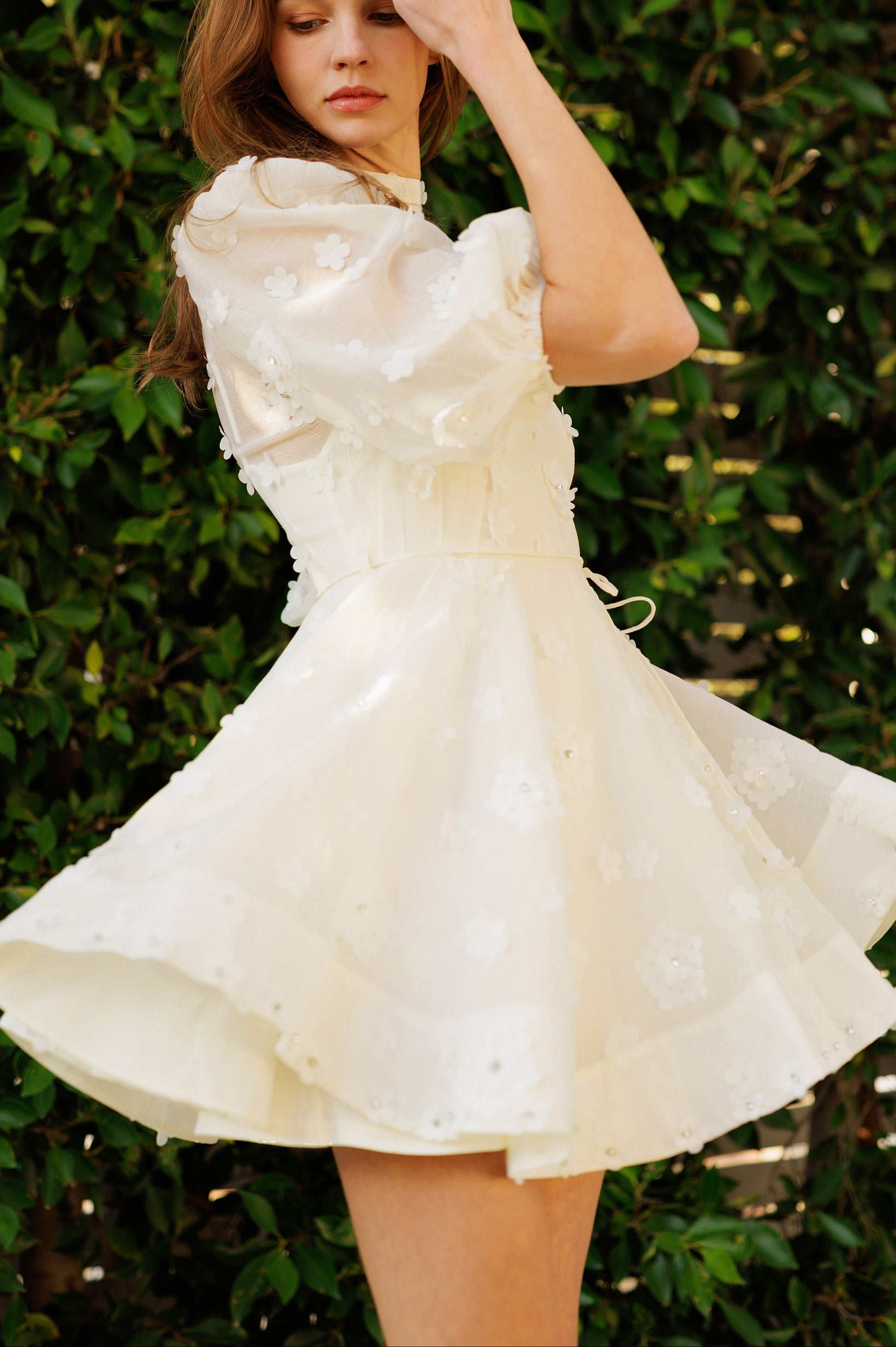 embroidered floral mini dress White Embroidered Floral Mini Dress - All Dresses