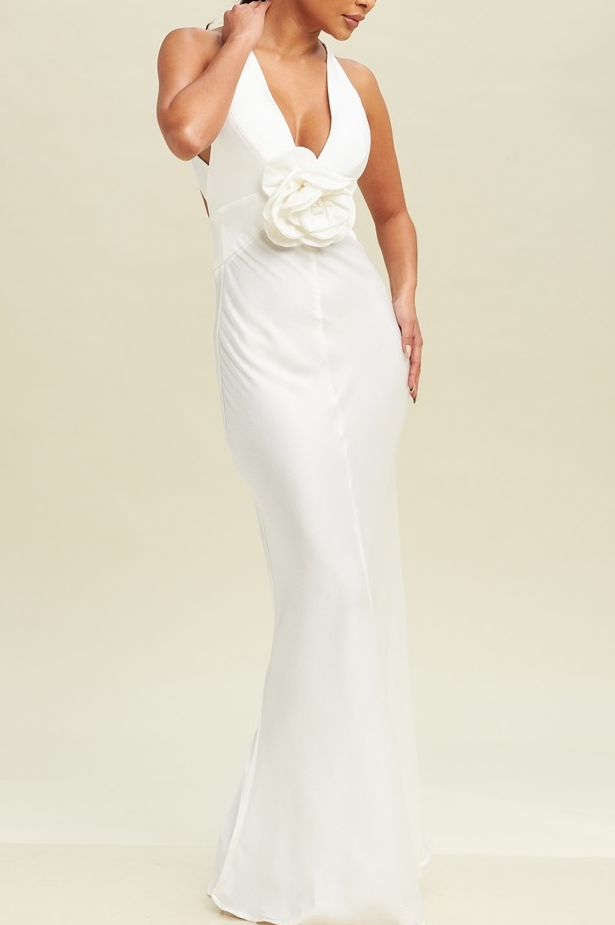 white flower dress long Isla 3D Maxi Large Jasiel Strapless Knit Maxi Festival Hats Cold hand wash only100% Size:4'1