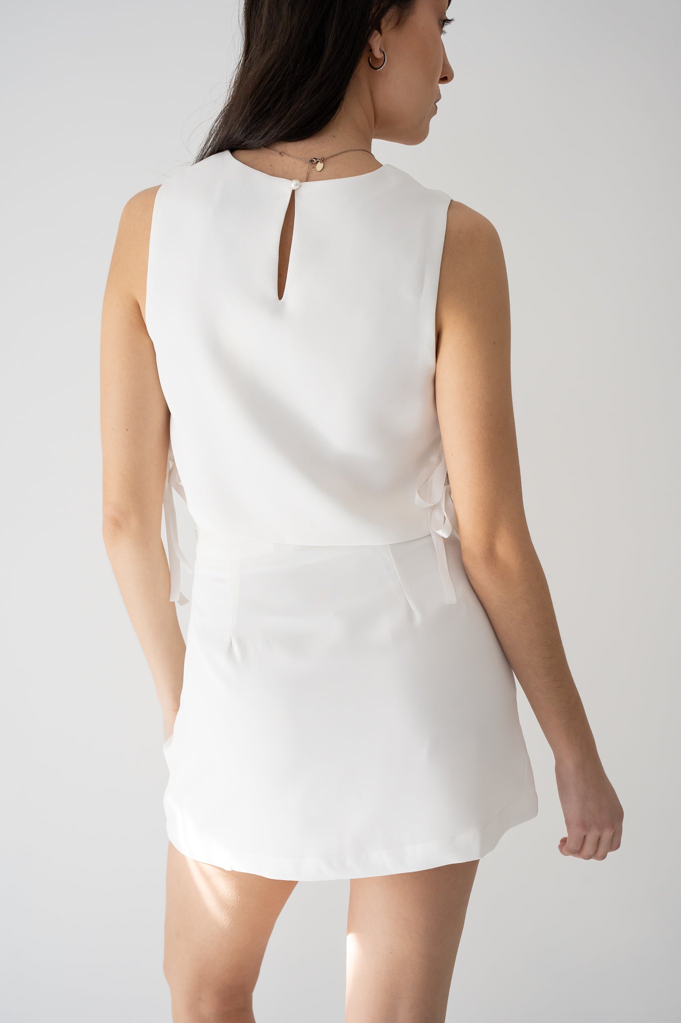 Bow Detailed Crop Top and Mini Skirt Set