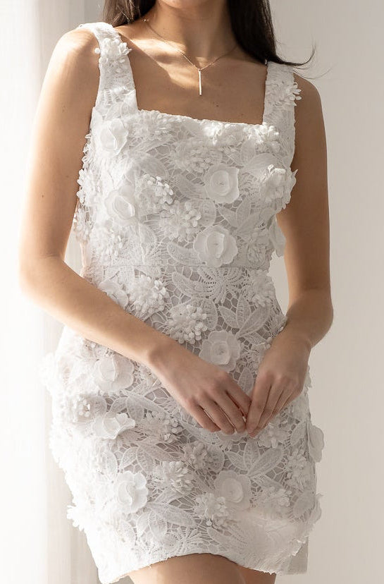 Embroidered Lace Mini Dress Little White Dress Embroidered Lace Mini Dress Little White Dress