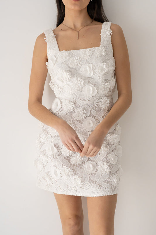 Square Neck Lace Mini Dress