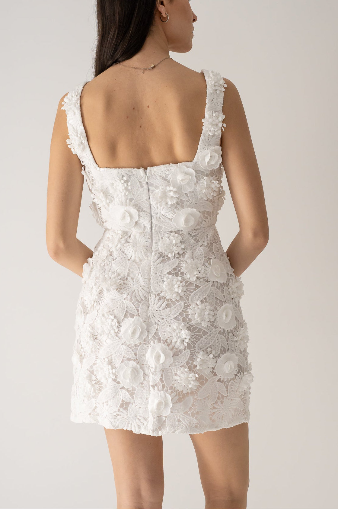 Embroidered Lace Mini Dress M / Off White Embroidered Lace Mini Dress M / Off White