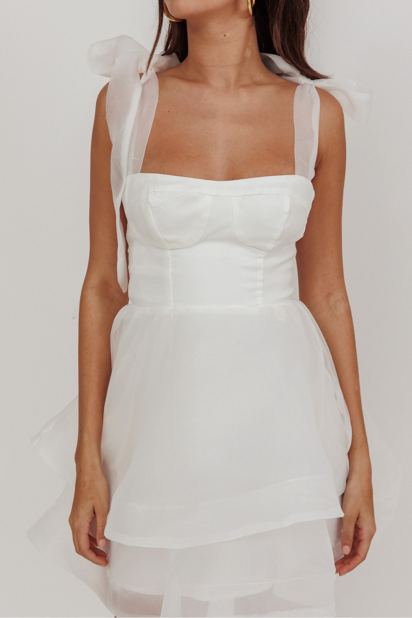 tie neck organza cocktail dress Sophia High-Neck Bow-Tie Organza Mini Dress