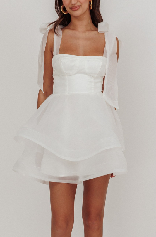 Organza Tie Mini Dress
