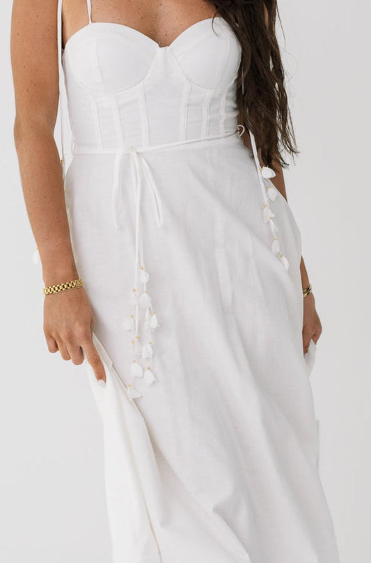 Brooke Cotton Bustier Shoulder Tie Dress