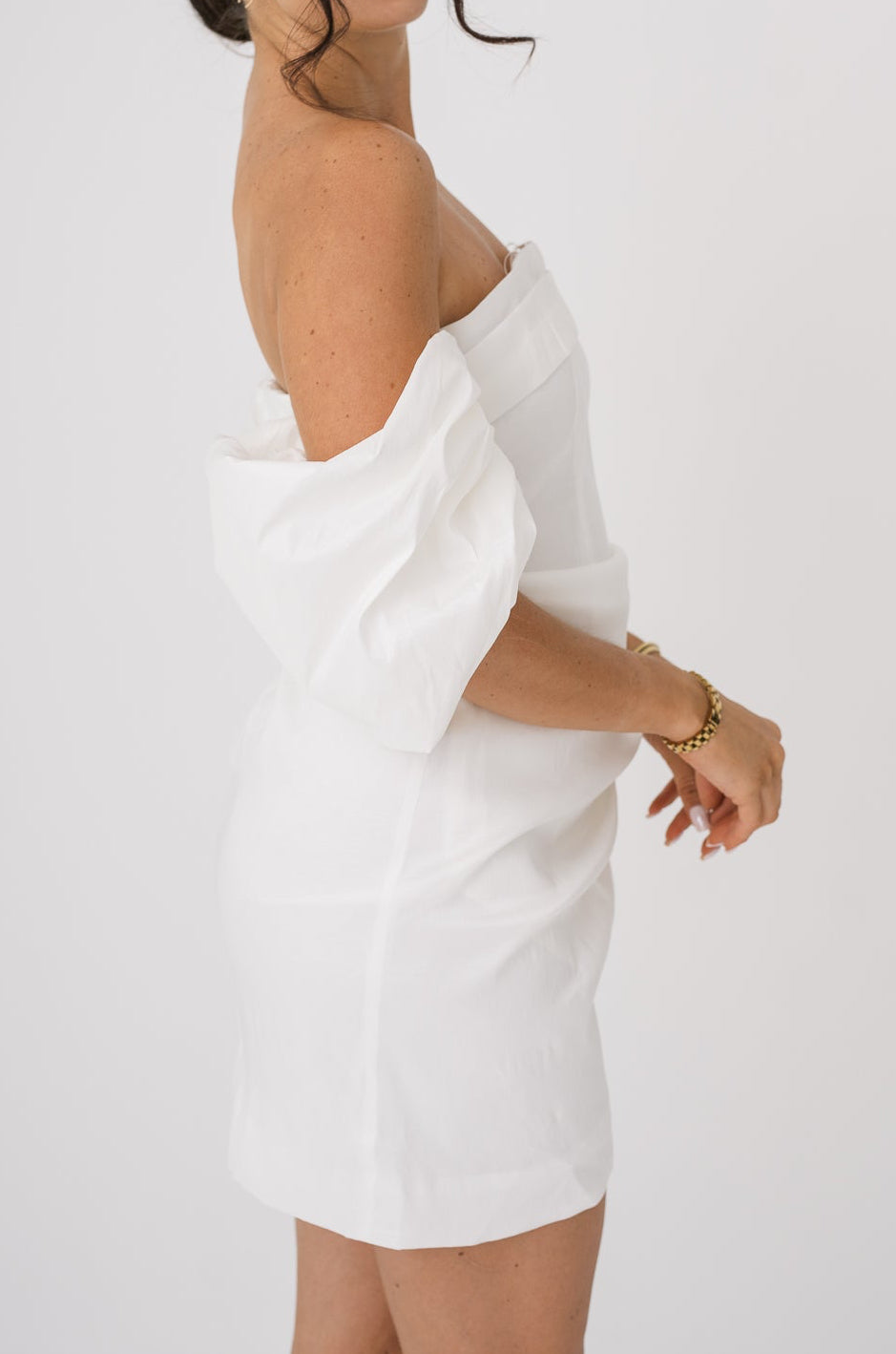 Vera Off Shoulder Mini Dress Small / Ivory Vera Off Shoulder Mini Dress Small / Ivory